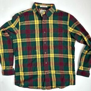 L.L. Bean Slightly Fitted Flannel Button Down Shirt Green and Yellow M